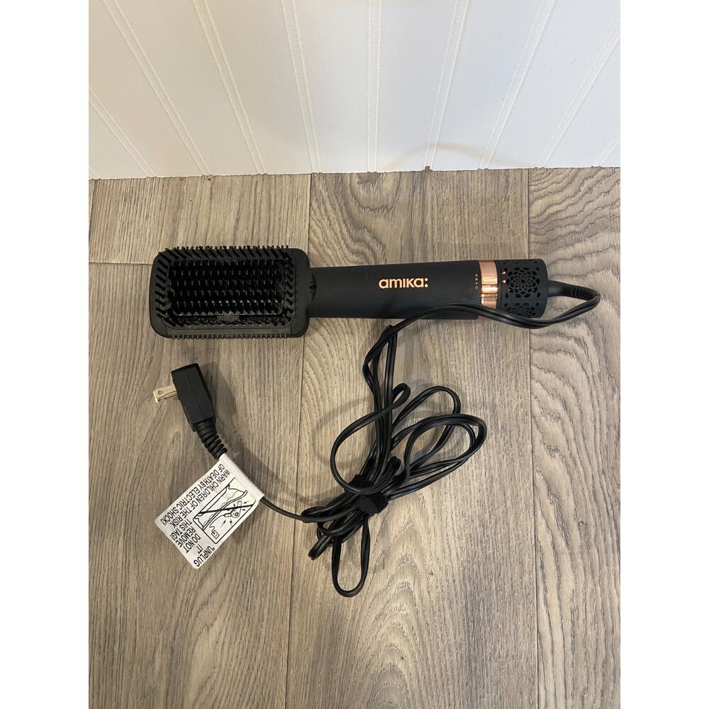Amika Double Agent Straightening Brush Hair Dryer HMS0038 2 In 1 Black